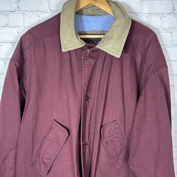 Timberland Weathergear Mens Burgundy Canvas Barn Chore Coat Jacket Size L Large - Picture 2 of 13